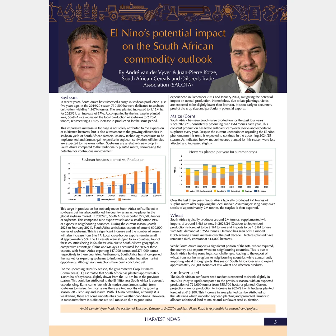 El Nino’s potential impact on the South African commodity outlook (p5) - Gaftaworld (February 2024)